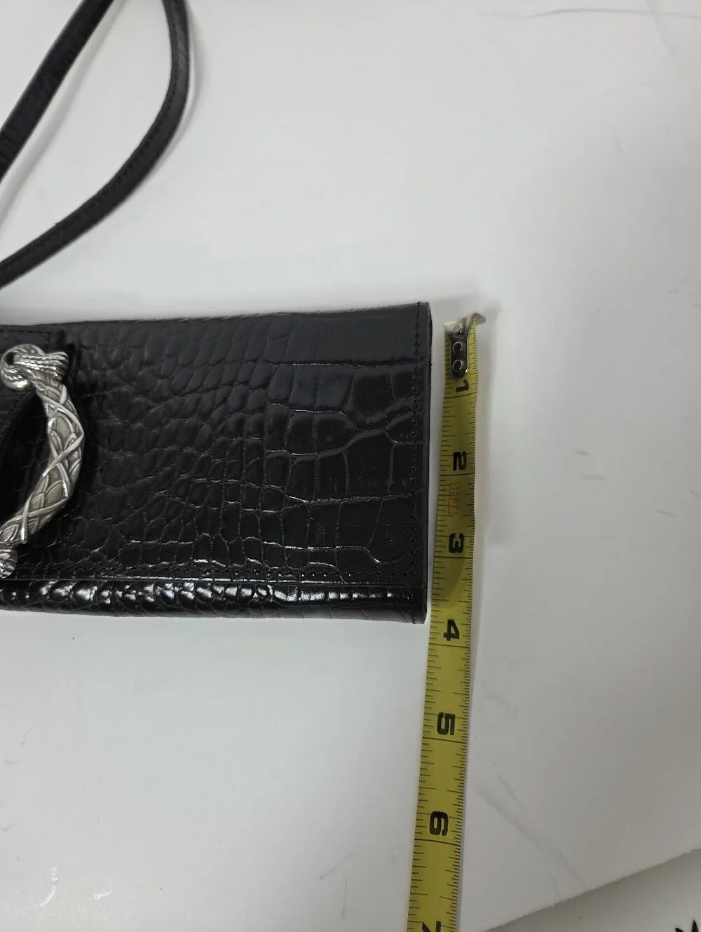 brighton metropolitan vertical clutch black croc embossed nwot classic travel